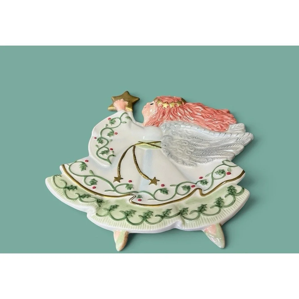 Fitz & Floyd Essentials Moonbeams Angel Canape Serving Decorative Plate 2003 Vtg